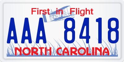 NC license plate AAA8418