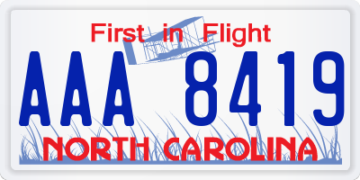 NC license plate AAA8419