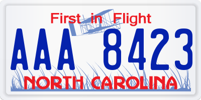 NC license plate AAA8423