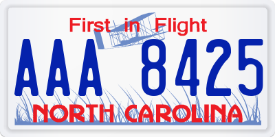 NC license plate AAA8425