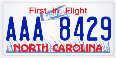 NC license plate AAA8429