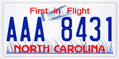 NC license plate AAA8431