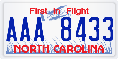 NC license plate AAA8433