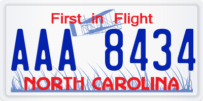 NC license plate AAA8434