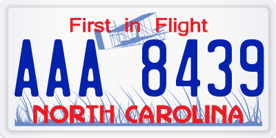 NC license plate AAA8439