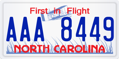 NC license plate AAA8449