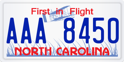 NC license plate AAA8450