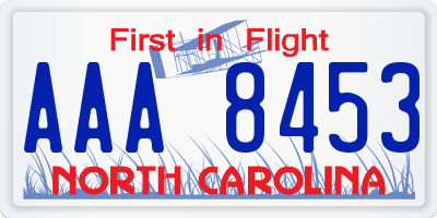 NC license plate AAA8453