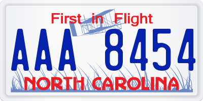 NC license plate AAA8454