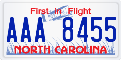 NC license plate AAA8455