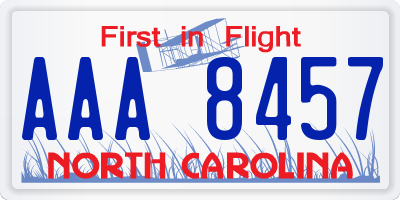 NC license plate AAA8457