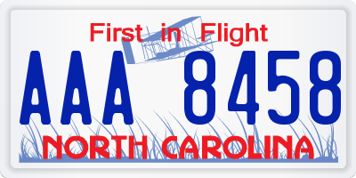 NC license plate AAA8458