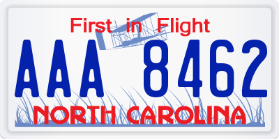 NC license plate AAA8462