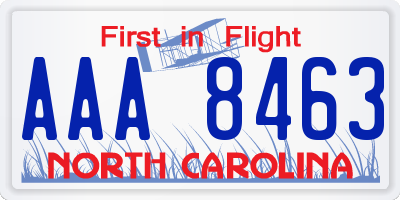 NC license plate AAA8463