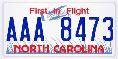 NC license plate AAA8473