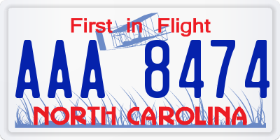 NC license plate AAA8474