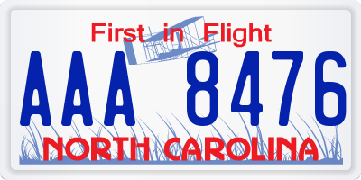 NC license plate AAA8476