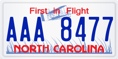 NC license plate AAA8477