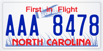 NC license plate AAA8478