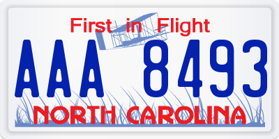 NC license plate AAA8493