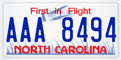 NC license plate AAA8494