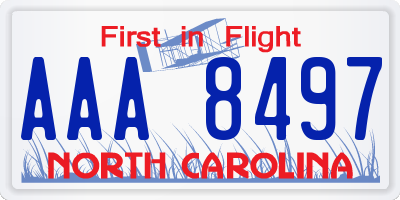 NC license plate AAA8497