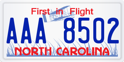 NC license plate AAA8502