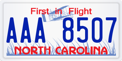 NC license plate AAA8507