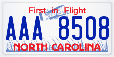 NC license plate AAA8508