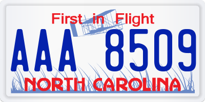 NC license plate AAA8509