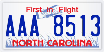 NC license plate AAA8513