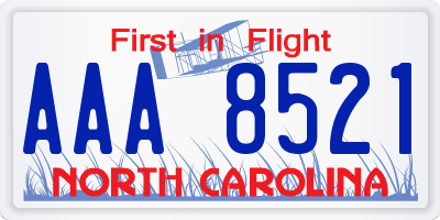 NC license plate AAA8521