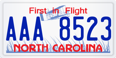 NC license plate AAA8523