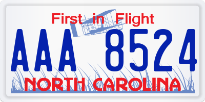 NC license plate AAA8524