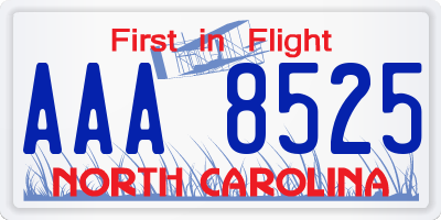 NC license plate AAA8525