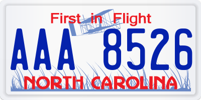 NC license plate AAA8526