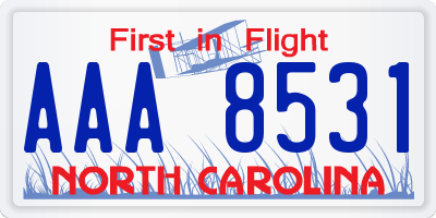 NC license plate AAA8531