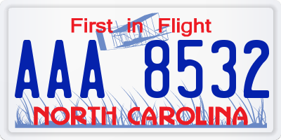 NC license plate AAA8532