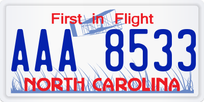 NC license plate AAA8533