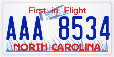 NC license plate AAA8534