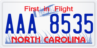 NC license plate AAA8535