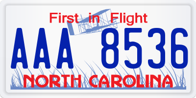 NC license plate AAA8536