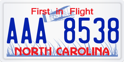 NC license plate AAA8538