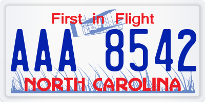 NC license plate AAA8542