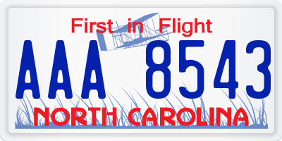 NC license plate AAA8543