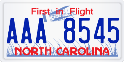 NC license plate AAA8545