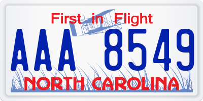 NC license plate AAA8549