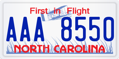 NC license plate AAA8550