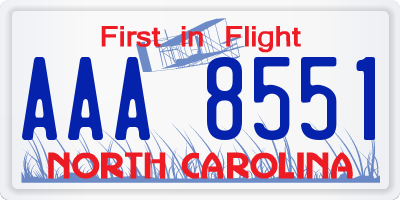 NC license plate AAA8551