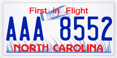 NC license plate AAA8552